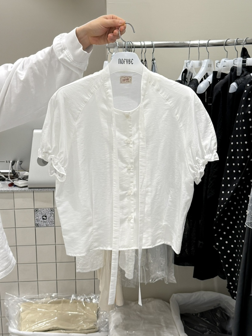 NOFYBE韓國㊣直郵東大門代購女裝新品休閑襯衫蕾絲衫蝴蝶結NOFYBE襯衫/蕾絲衫