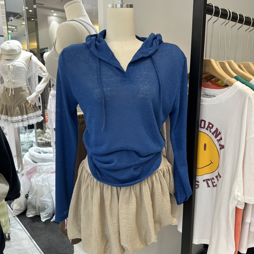 PARIS MATCH韓國直郵㊣東大門實拍女裝新品25春夏衛衣連帽衫亞麻PARIS MATCH衛衣