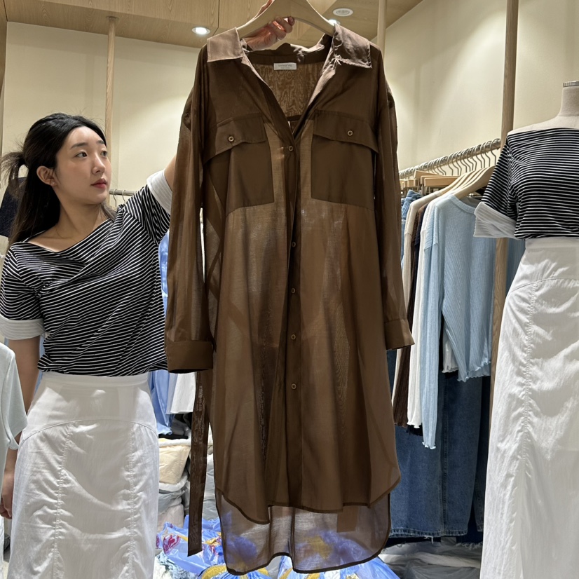 VINTAGE VIBE韓國直郵㊣女裝新品時尚推薦連衣裙含腰帶透視VINTAGE VIBE連衣裙圖色3