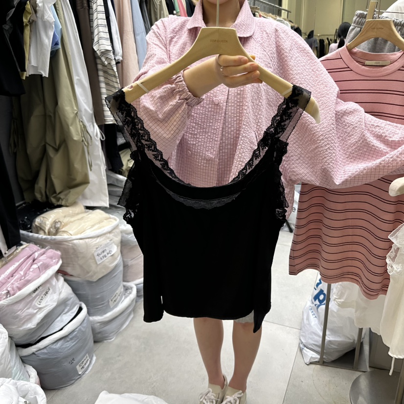 UOOV韓國㊣直郵東大門代購女裝新品推薦25春夏吊帶背心蕾絲雙層UOOV吊帶/背心圖色3
