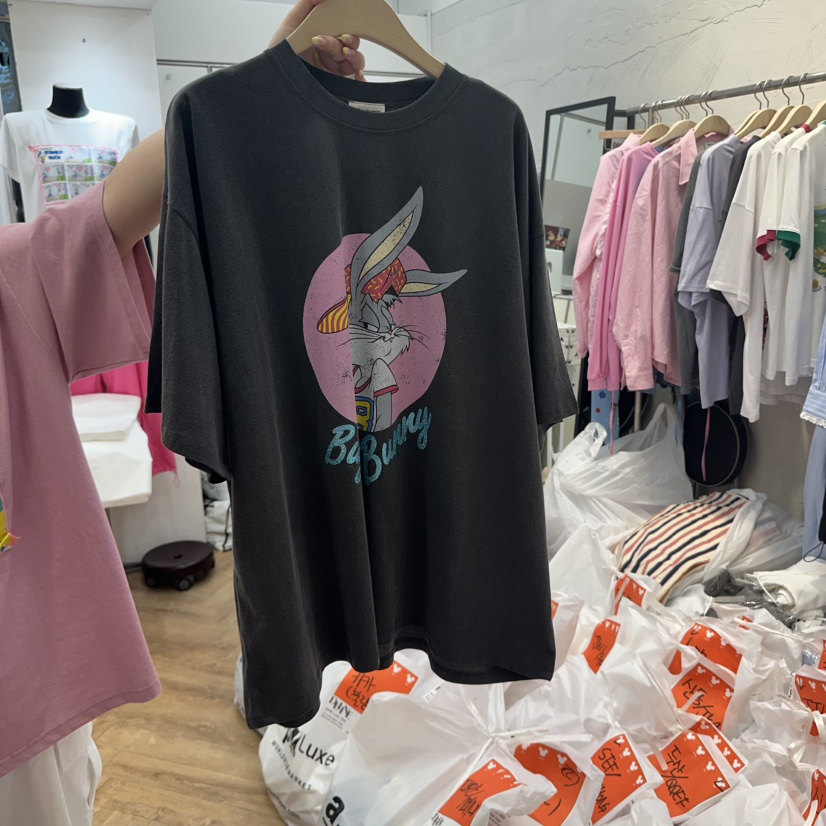 DE LINE韓國直郵㊣女裝新品人氣時尚熱賣25春夏休閑推薦T恤DE LINET恤圖色2