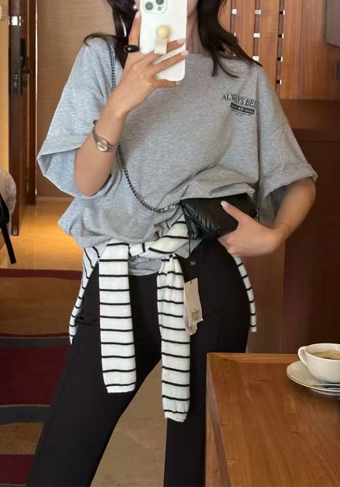 STAY HERE韓國直郵㊣東大門實拍女裝新品25春夏推薦時尚T恤STAY HERET恤