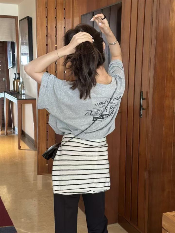 STAY HERE韓國直郵㊣東大門實拍女裝新品25春夏推薦時尚T恤STAY HERET恤