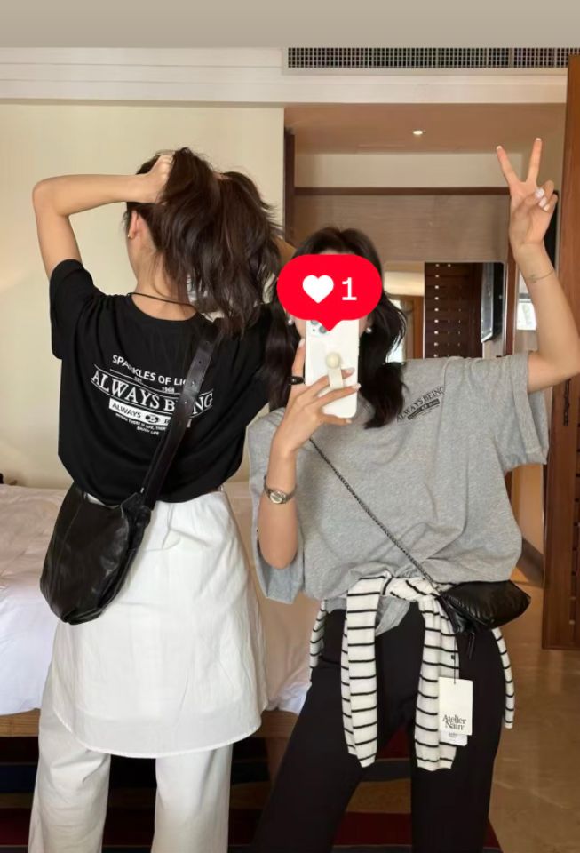 STAY HERE韓國直郵㊣東大門實拍女裝新品25春夏推薦時尚T恤STAY HERET恤