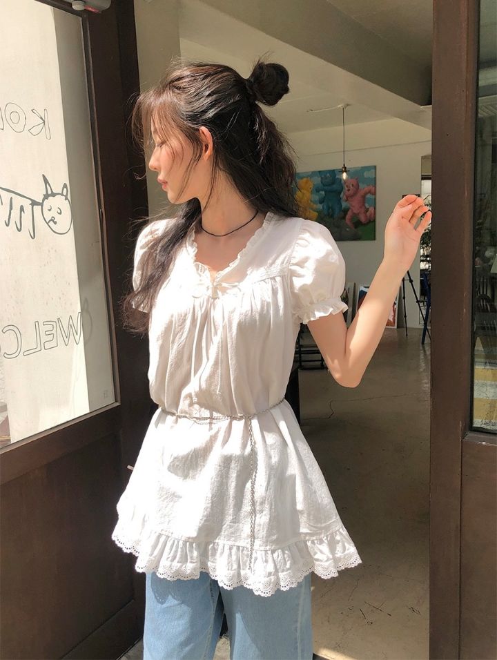 STAY HERE直郵韓國代購㊣女裝新品時尚25春夏連衣裙荷葉邊STAY HERE連衣裙