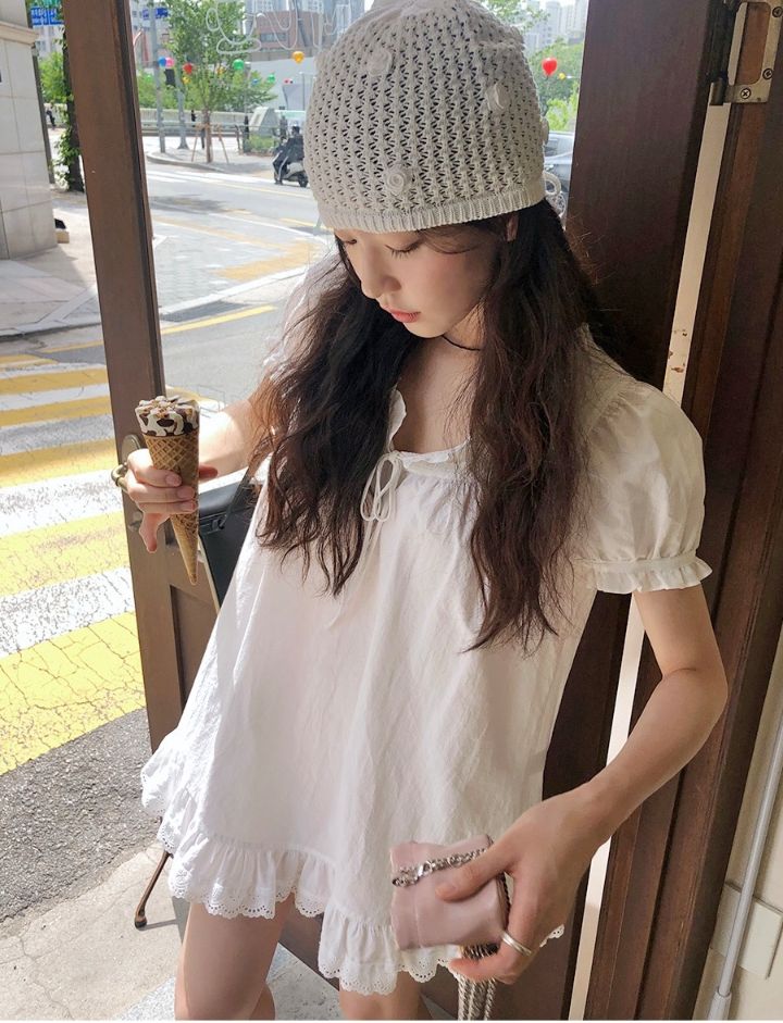 STAY HERE直郵韓國代購㊣女裝新品時尚25春夏連衣裙荷葉邊STAY HERE連衣裙