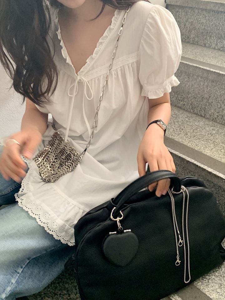 STAY HERE直郵韓國代購㊣女裝新品時尚25春夏連衣裙荷葉邊STAY HERE連衣裙