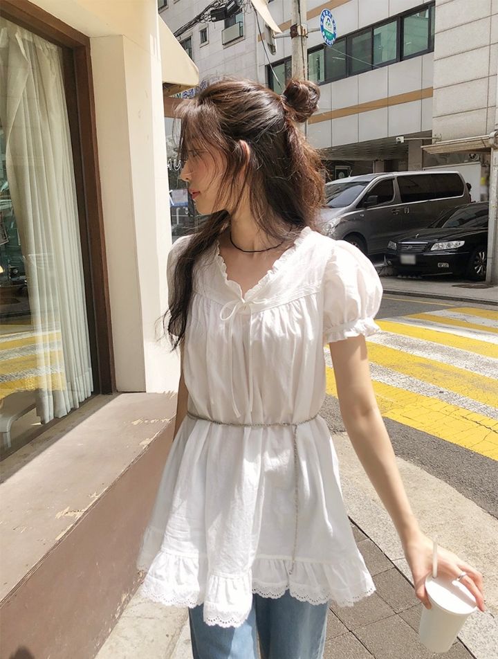 STAY HERE直郵韓國代購㊣女裝新品時尚25春夏連衣裙荷葉邊STAY HERE連衣裙