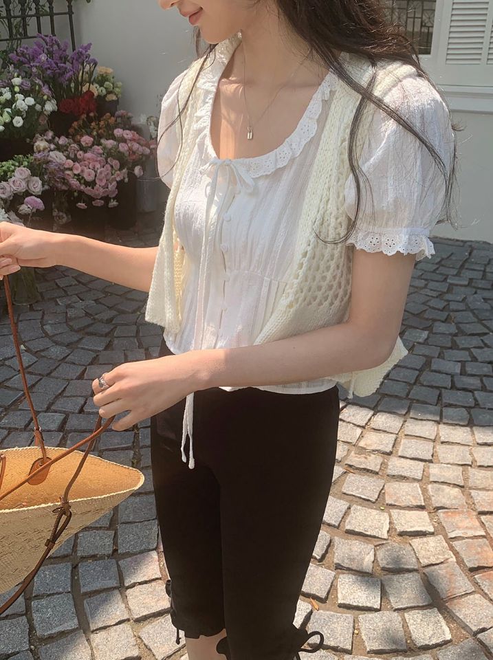 STAY HERE韓國直郵㊣東大門實拍女裝新品推薦時尚襯衫蕾絲衫STAY HERE襯衫/蕾絲衫