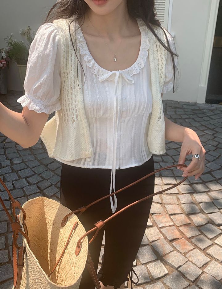 STAY HERE韓國直郵㊣東大門實拍女裝新品推薦時尚襯衫蕾絲衫STAY HERE襯衫/蕾絲衫