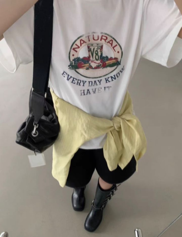 STAY HERE韓國㊣直郵東大門代購女裝新品熱賣人氣時尚25春夏T恤STAY HERET恤圖色2
