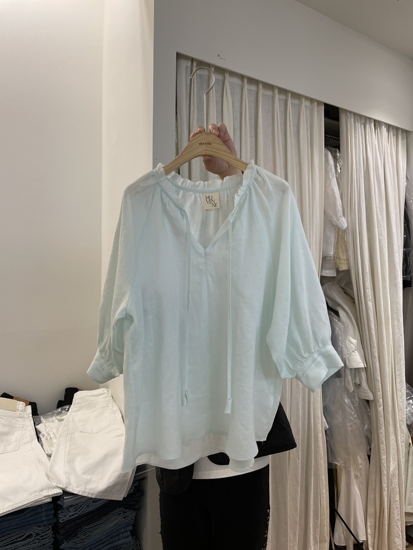 MOVENNE韓國㊣直郵東大門代購女裝新品推薦時尚襯衫蕾絲衫亞麻MOVENNE襯衫/蕾絲衫