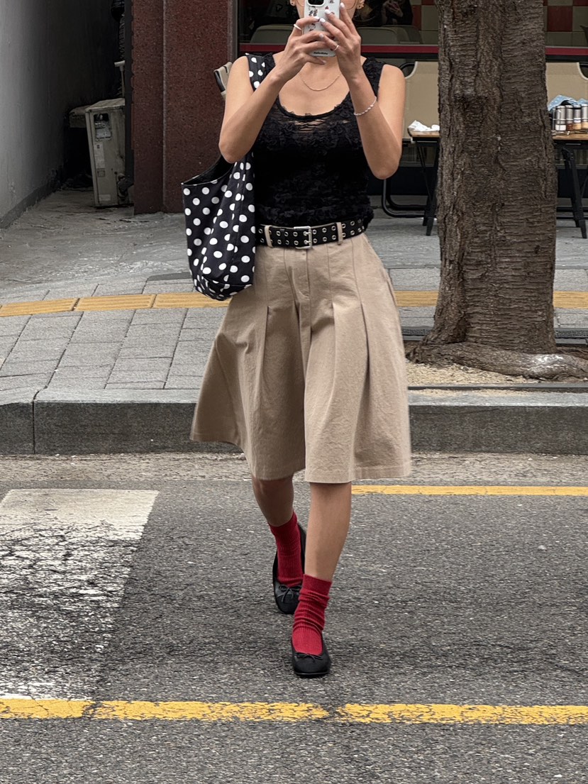 SUNDER MARKET韓國直郵㊣女裝新品人氣休閑半身裙中短裙棉質SUNDER MARKET半身裙/中短裙