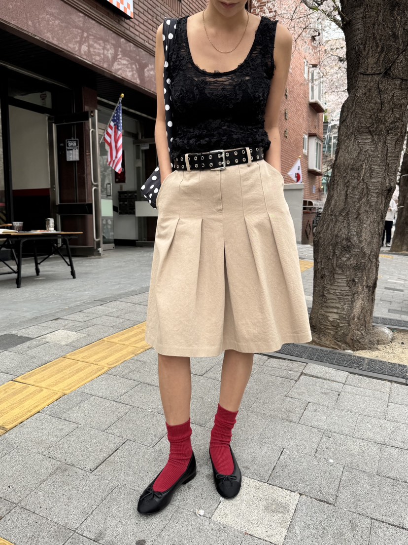 SUNDER MARKET韓國直郵㊣女裝新品人氣休閑半身裙中短裙棉質SUNDER MARKET半身裙/中短裙