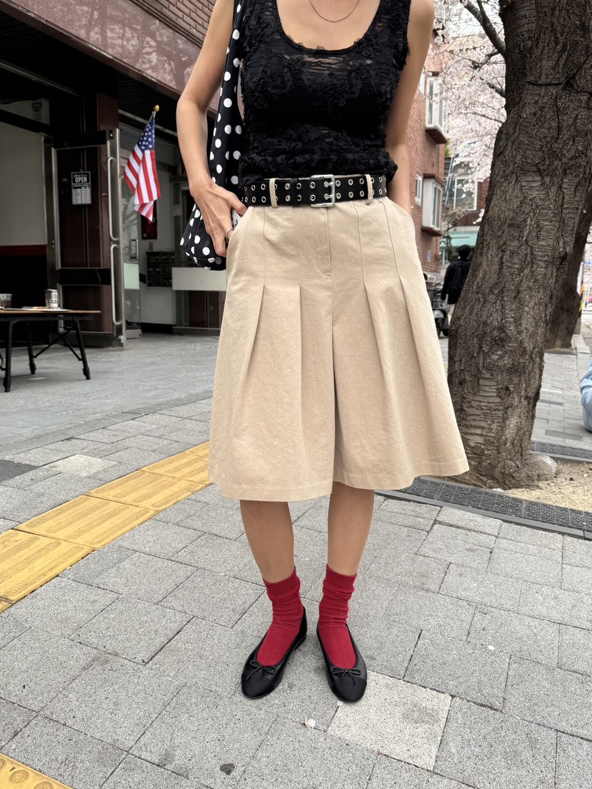 SUNDER MARKET韓國直郵㊣女裝新品人氣休閑半身裙中短裙棉質SUNDER MARKET半身裙/中短裙