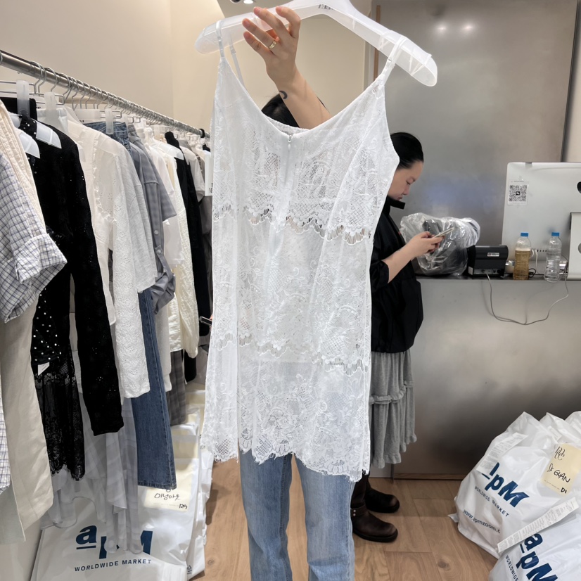 MEET ME韓國直郵㊣女裝新品推薦熱賣25春夏連衣裙透明蕾絲MEET ME連衣裙