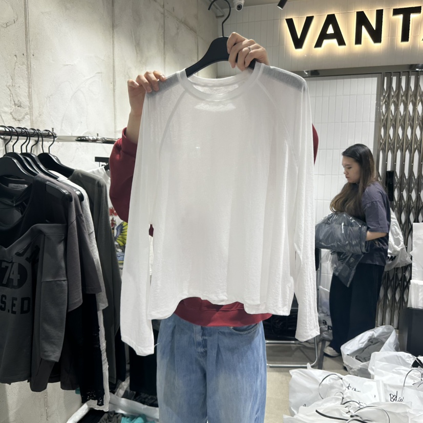 VANTA直郵韓國代購㊣女裝新品時尚25春夏休閑推薦熱賣長袖T恤VANTA長袖T恤