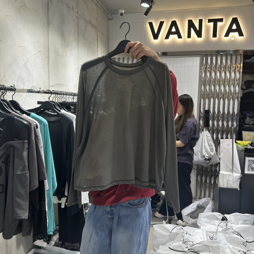 VANTA直郵韓國代購㊣女裝新品時尚25春夏休閑推薦熱賣長袖T恤VANTA長袖T恤圖色2