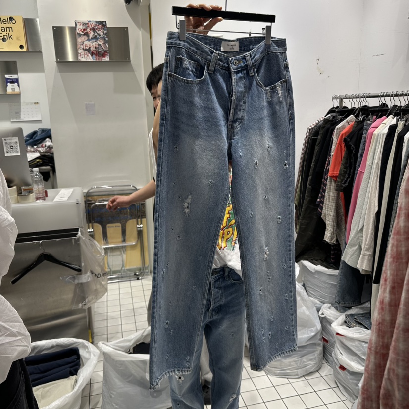 THE WEEKND韓國㊣直郵東大門代購女裝新款人氣休閑時尚牛仔褲THE WEEKND牛仔褲