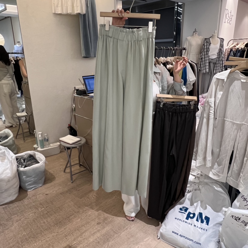 W AND J韓國㊣直郵東大門代購女裝新品人氣時尚休閑褲奶油色W AND J休閑褲圖色4