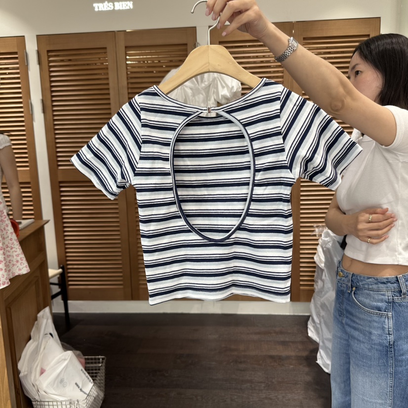 TRES BIEN韓國直郵㊣東大門實拍女裝新品休閑人氣時尚T恤短款TRES BIENT恤