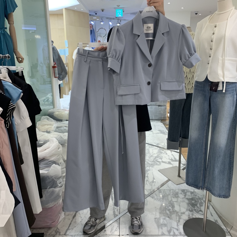 ALMOND韓國㊣直郵東大門代購女裝新品熱賣休閑套裝含腰帶套裝ALMOND套裝圖色2