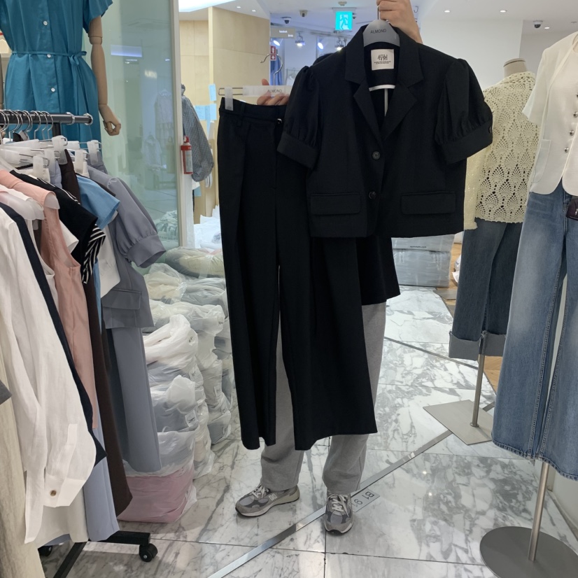 ALMOND韓國㊣直郵東大門代購女裝新品熱賣休閑套裝含腰帶套裝ALMOND套裝圖色3