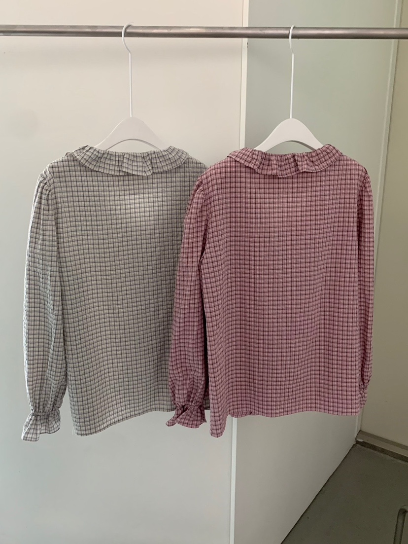 SHOP POSTER韓國直郵㊣東大門實拍女裝新品25春夏襯衫蕾絲衫荷葉邊格紋SHOP_POSTER襯衫/蕾絲衫