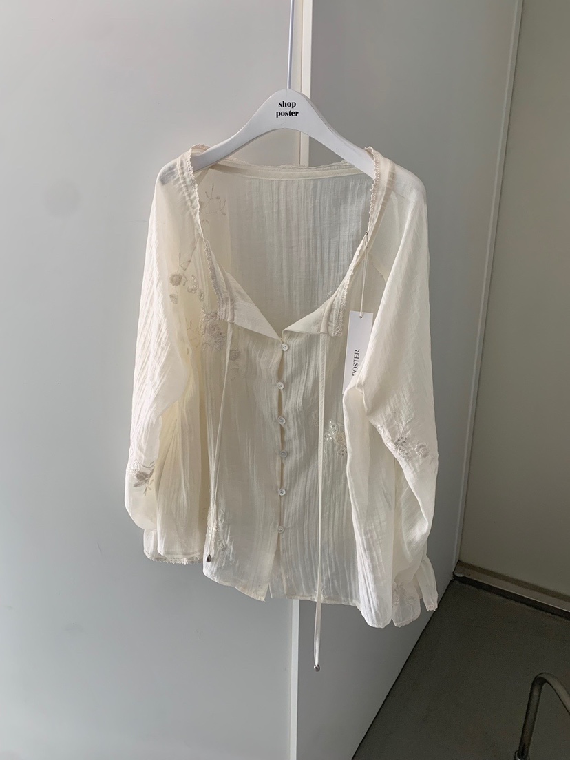 SHOP POSTER直郵韓國代購㊣女裝新款推薦時尚25春夏襯衫蕾絲衫SHOP_POSTER襯衫/蕾絲衫