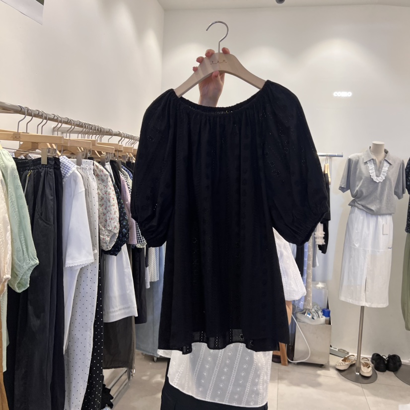 TAN&COMO韓國㊣直郵東大門代購女裝新款25春夏襯衫蕾絲衫刺繡tan-COMO襯衫/蕾絲衫圖色3