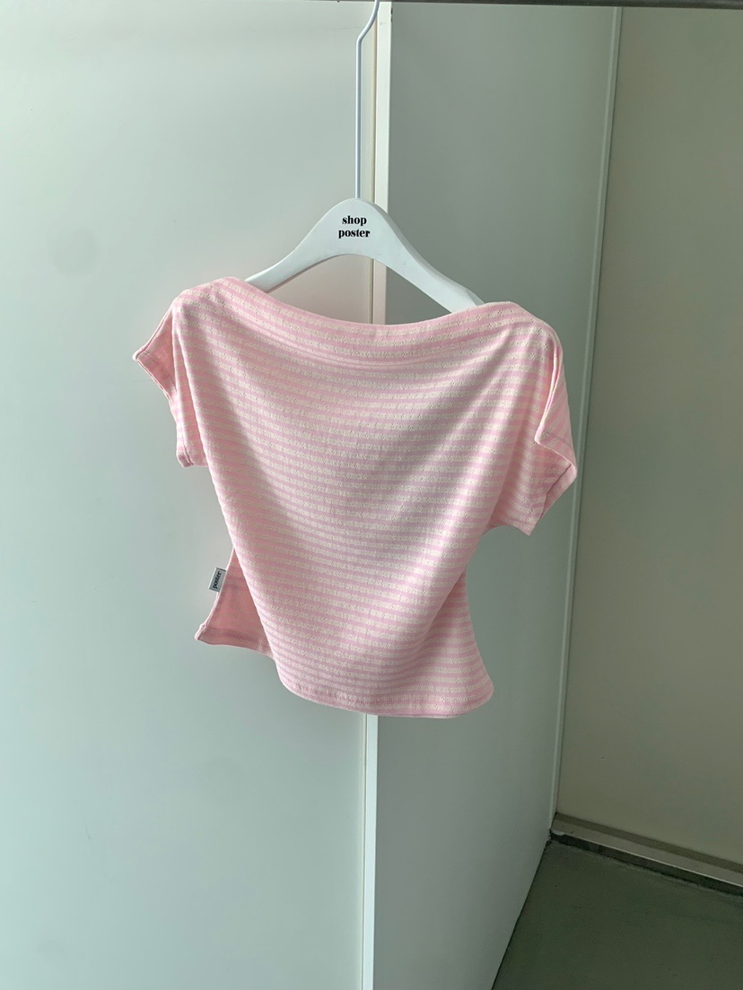 SHOP POSTER韓國直郵㊣東大門實拍女裝新品25春夏熱賣休閑T恤SHOP_POSTERT恤圖色2