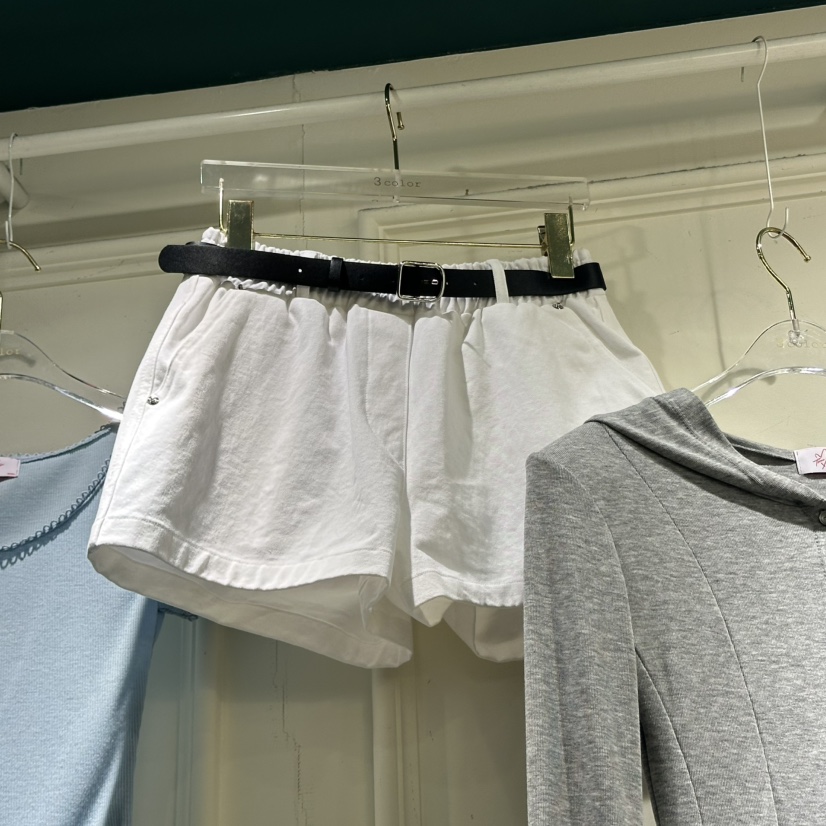 3COLOR韓國㊣直郵東大門代購女裝新品熱賣短褲不含腰帶棉質Three color短褲圖色1