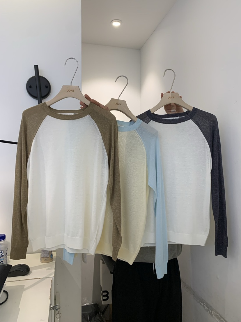 OUVIR直郵韓國代購㊣女裝新品25春夏時尚休閑推薦長袖T恤亞麻O.V.R/OUVIR長袖T恤