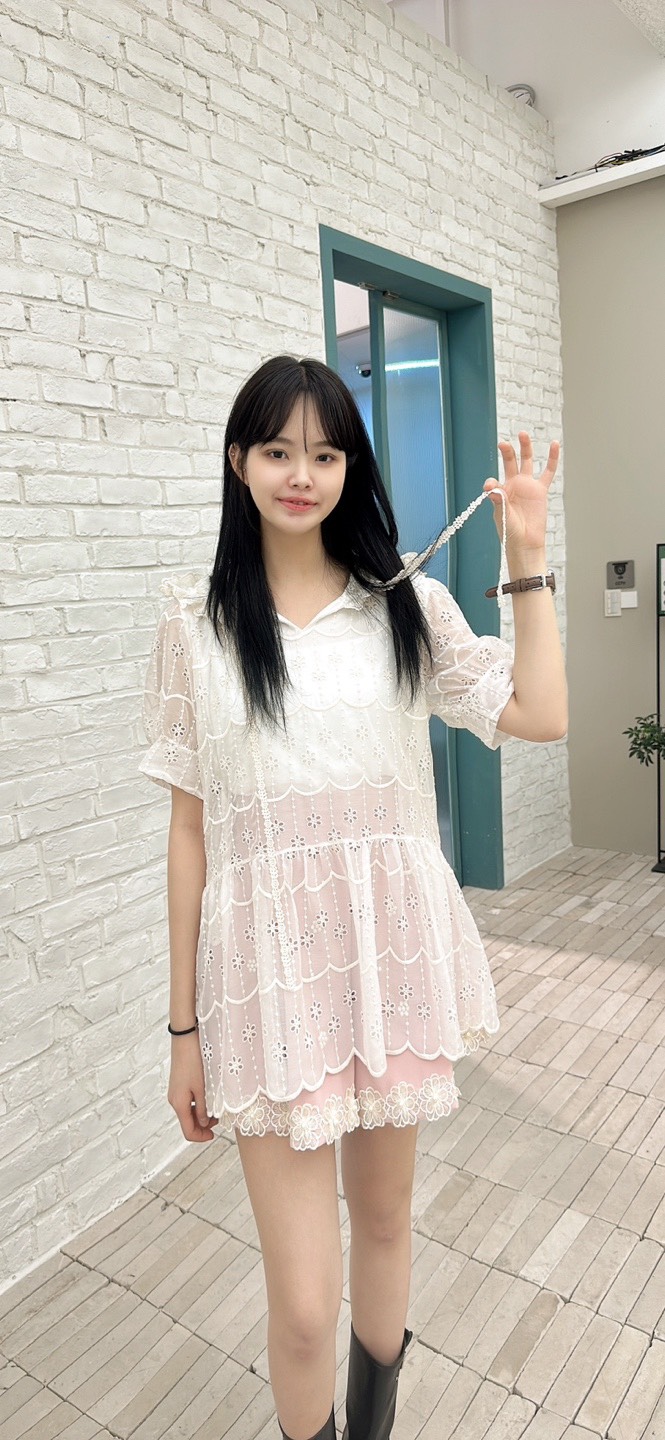 YARD直郵韓國代購㊣女裝新品休閑推薦時尚襯衫蕾絲衫刺繡連帽YARD襯衫/蕾絲衫