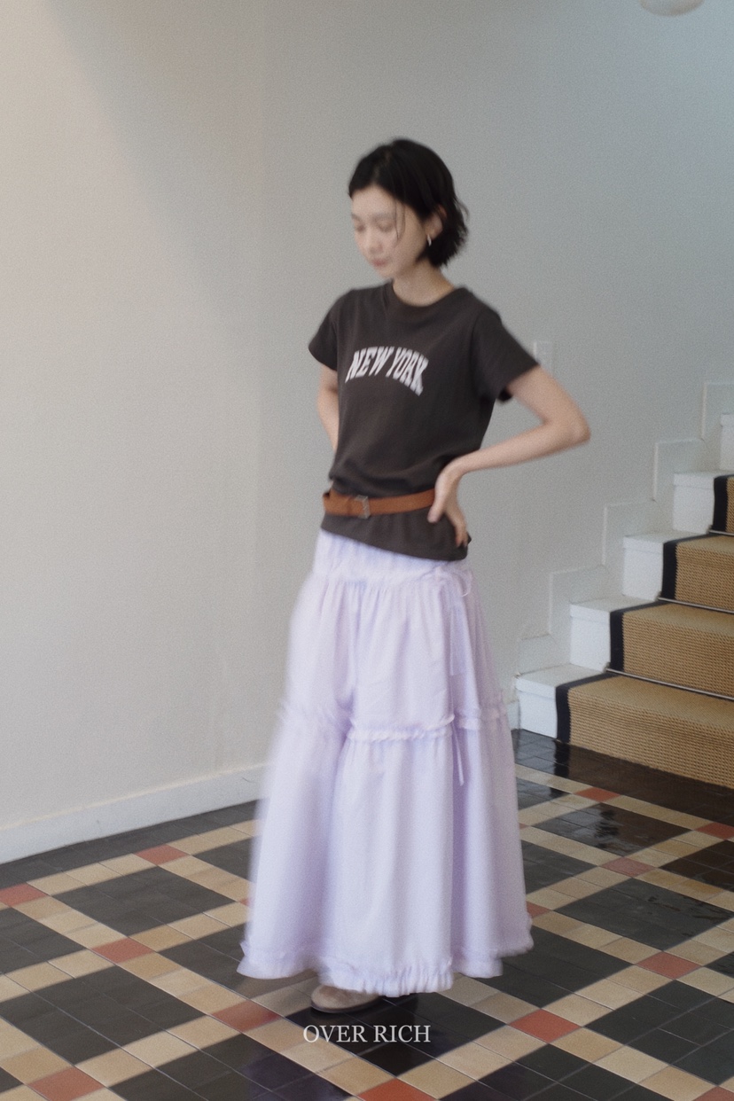OVER RICH直郵韓國代購㊣女裝新品25春夏人氣熱賣休閑長裙OVER RICH長裙