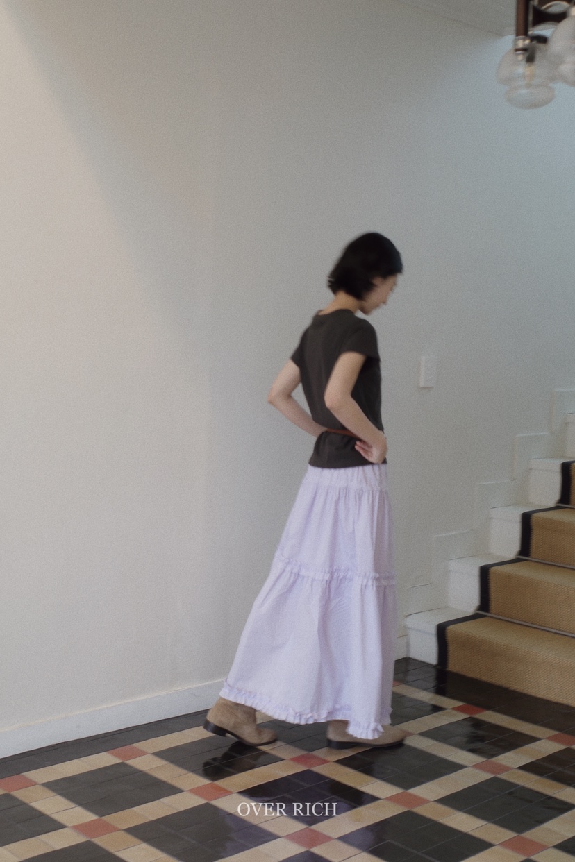 OVER RICH直郵韓國代購㊣女裝新品25春夏人氣熱賣休閑長裙OVER RICH長裙