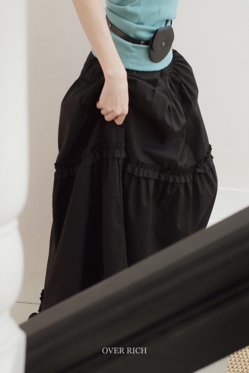 OVER RICH直郵韓國代購㊣女裝新品25春夏人氣熱賣休閑長裙OVER RICH長裙