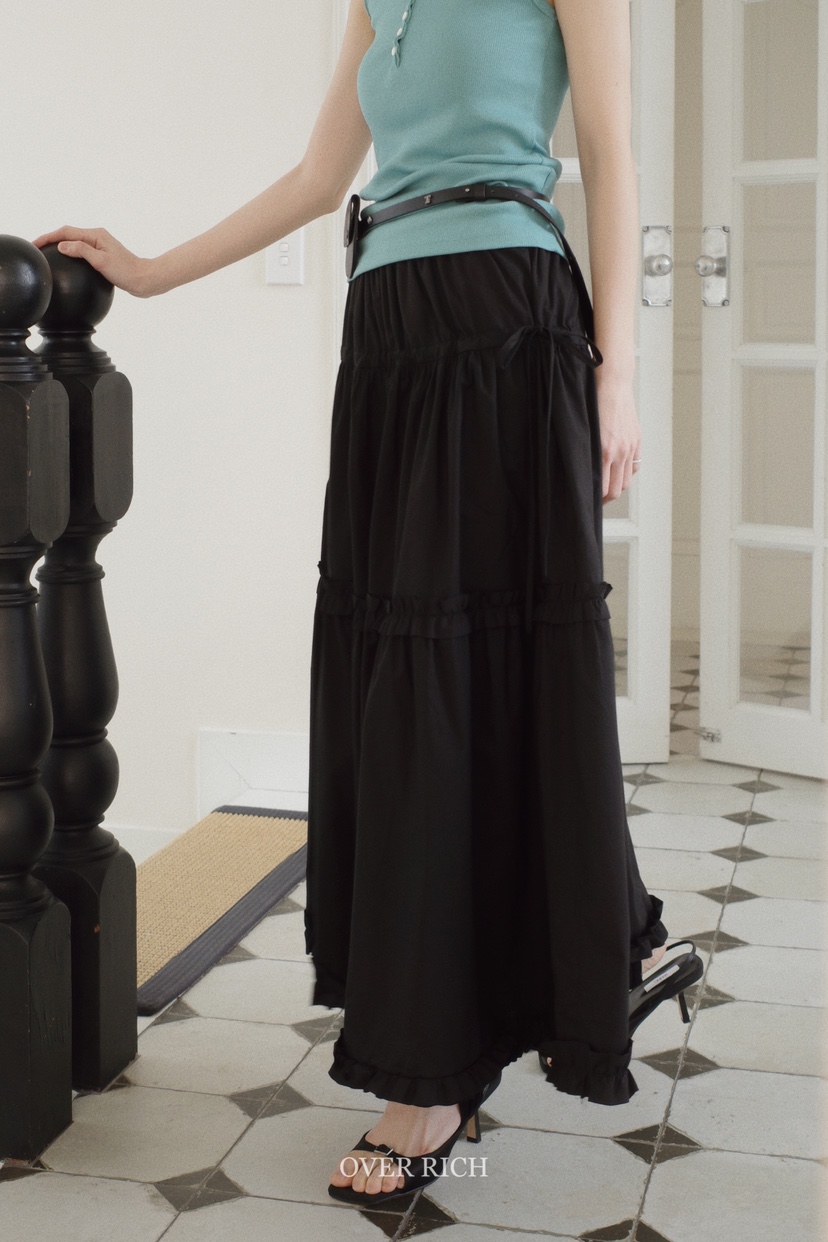 OVER RICH直郵韓國代購㊣女裝新品25春夏人氣熱賣休閑長裙OVER RICH長裙