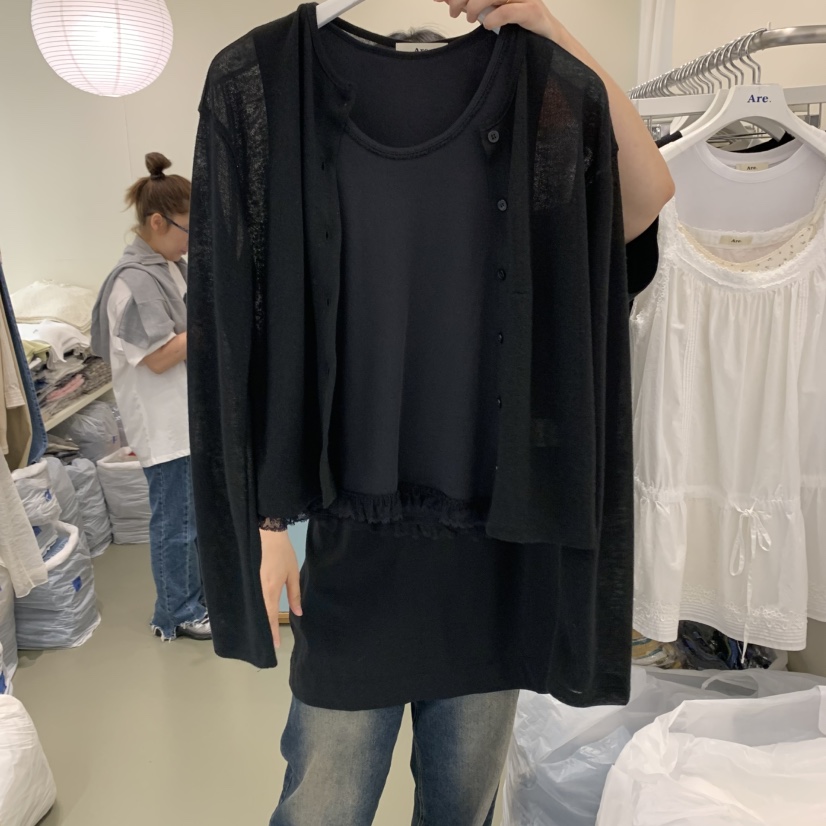 ARE韓國直郵㊣女裝新品推薦人氣熱賣長袖T恤不含內搭亞麻布ARE YOU/ARE長袖T恤圖色2