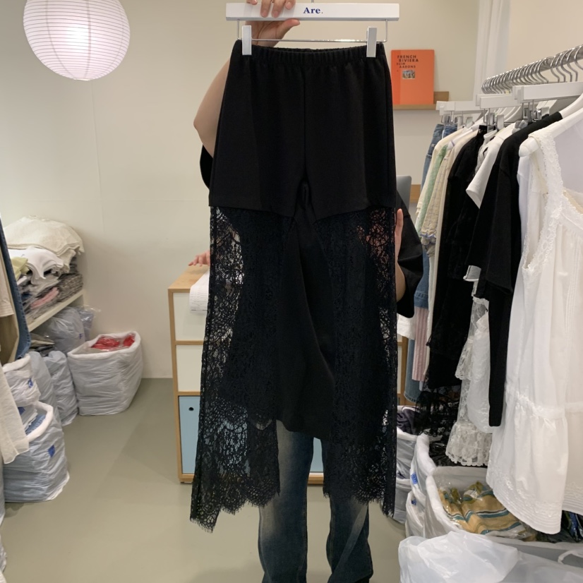 ARE韓國直郵㊣東大門實拍女裝新款人氣25春夏休閑休閑褲蕾絲ARE YOU/ARE休閑褲
