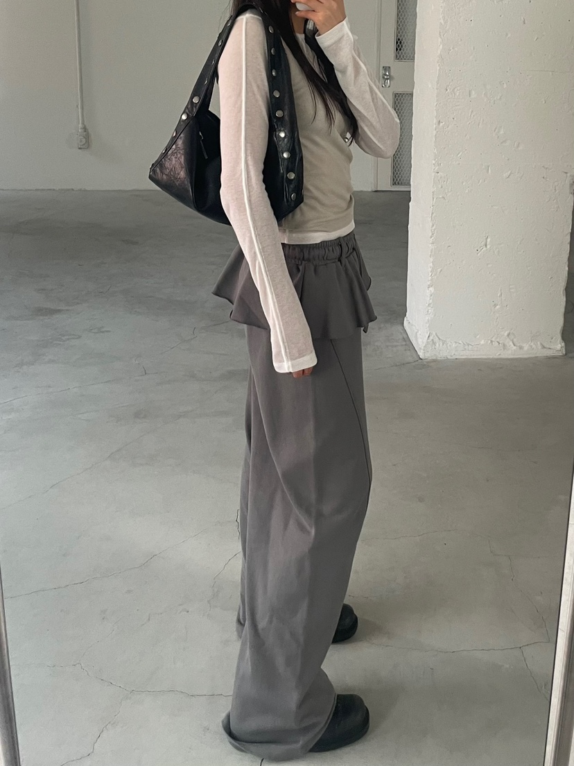 ACME韓國直郵㊣東大門實拍女裝新款時尚25春夏裙褲荷葉邊腰帶ACME裙褲