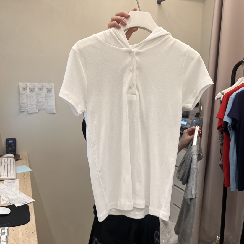 MUCH MORE韓國直郵㊣東大門實拍女裝新品25春夏熱賣T恤連帽衫MUCH MORET恤圖色1