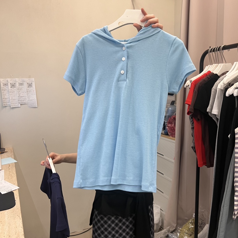 MUCH MORE韓國直郵㊣東大門實拍女裝新品25春夏熱賣T恤連帽衫MUCH MORET恤圖色4