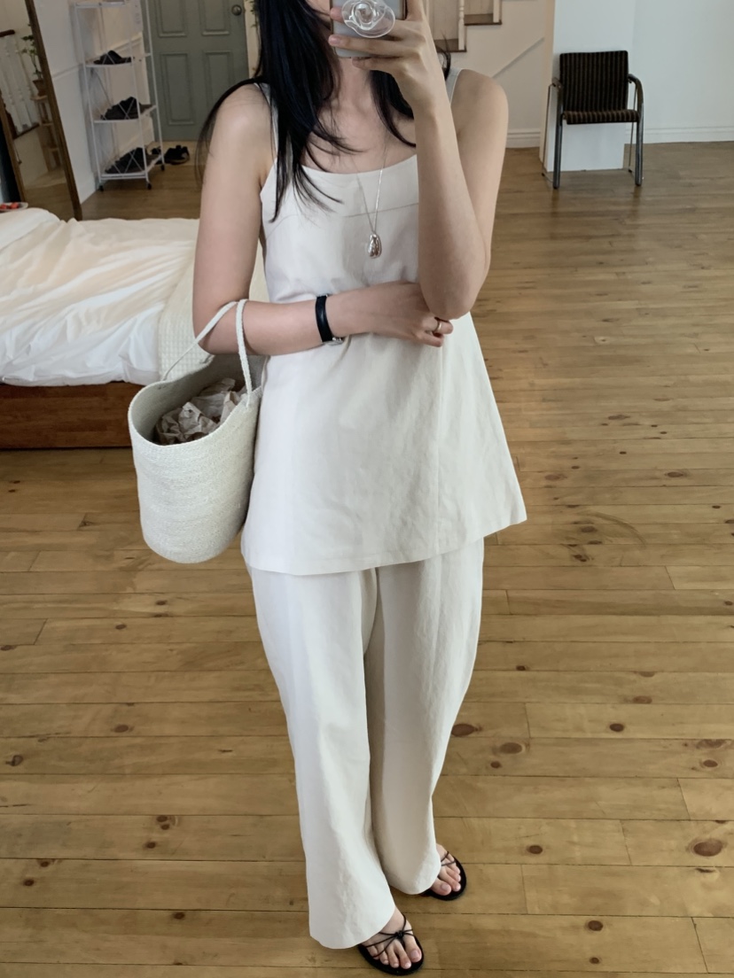 NOUVEAU直郵韓國代購㊣女裝新品休閑推薦時尚套裝亞麻布套裝NOUVEAU套裝