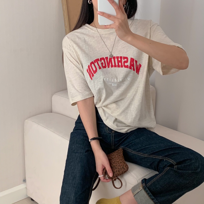HELLO JINI直郵韓國代購㊣女裝新品熱賣時尚人氣休閑25春夏T恤HELLO JINIT恤圖色2
