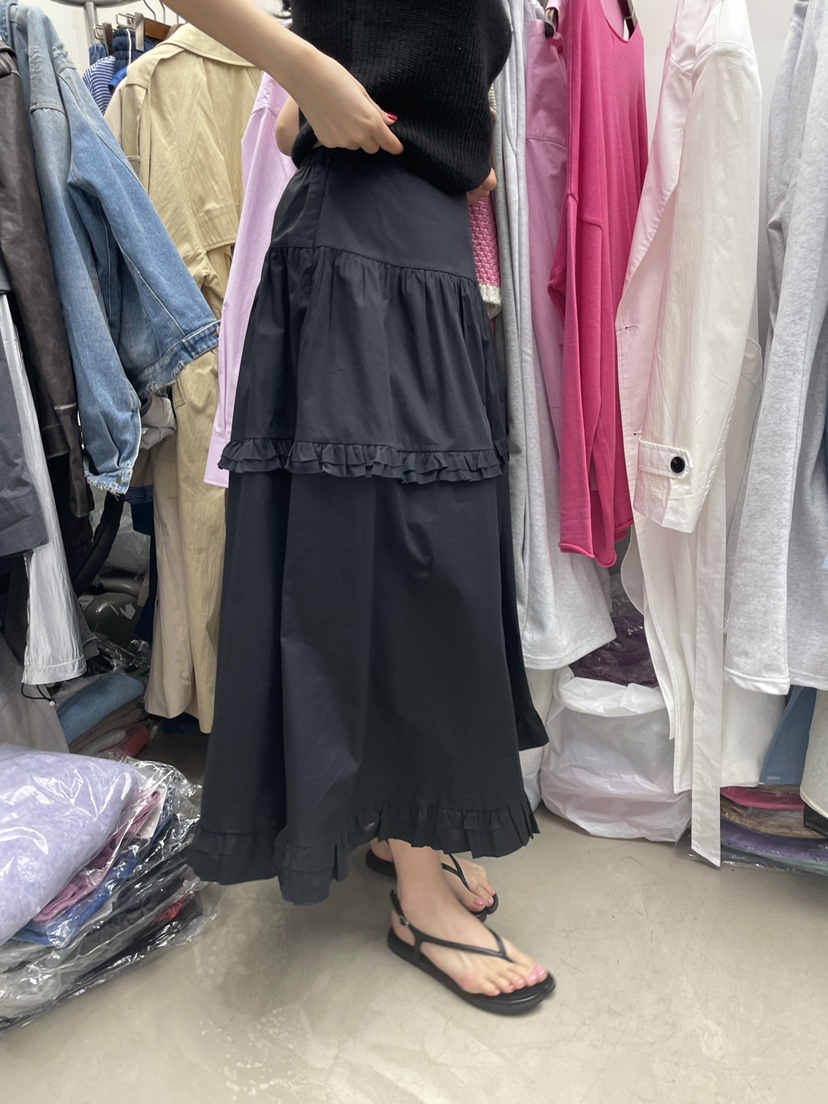 PAIRING韓國直郵㊣東大門實拍女裝新款25春夏時尚長裙荷葉邊PAIRING長裙