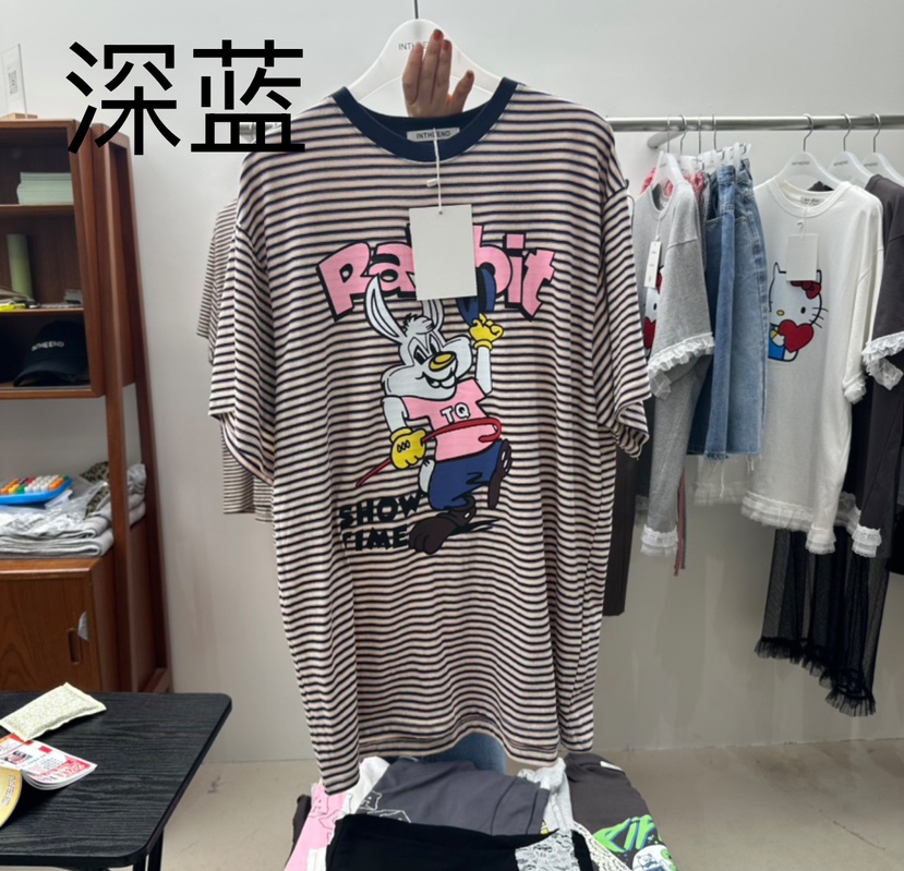 INTHEEND韓國㊣直郵東大門代購女裝新品休閑推薦人氣T恤兔子INTHEENDT恤圖色3