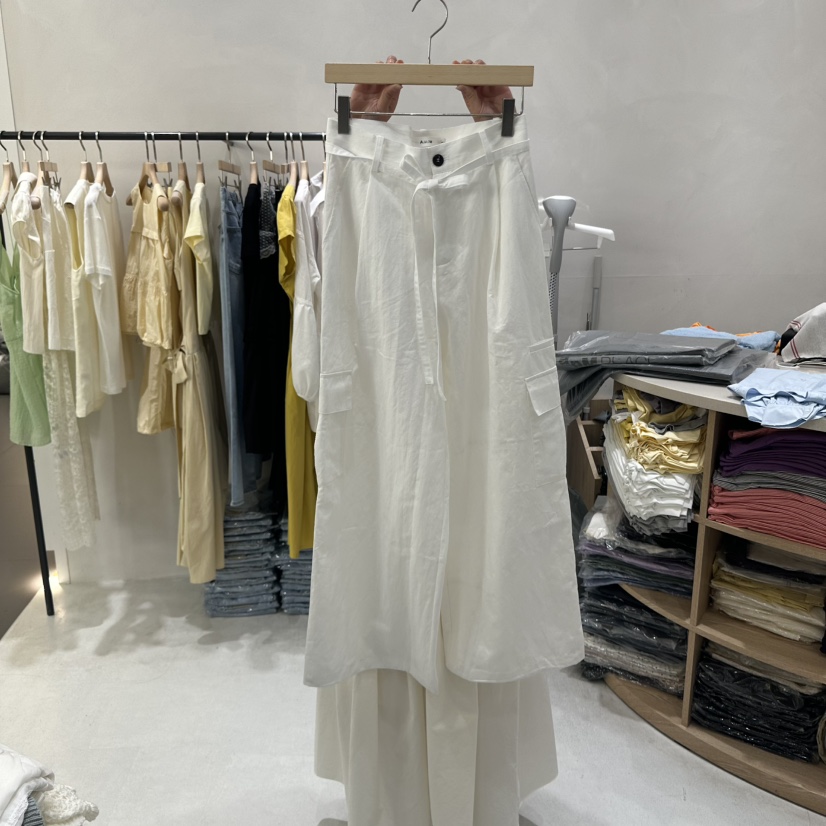 AURA直郵韓國代購㊣女裝新款時尚人氣休閑25春夏休閑褲含腰帶Au ra休閑褲圖色2