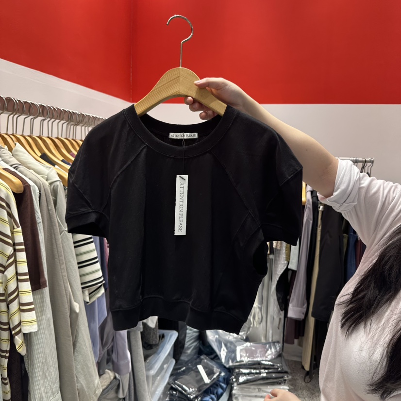 ATPZ韓國直郵㊣東大門實拍女裝新品人氣時尚推薦休閑T恤泡泡袖ATTENTION PLEAEST恤圖色2