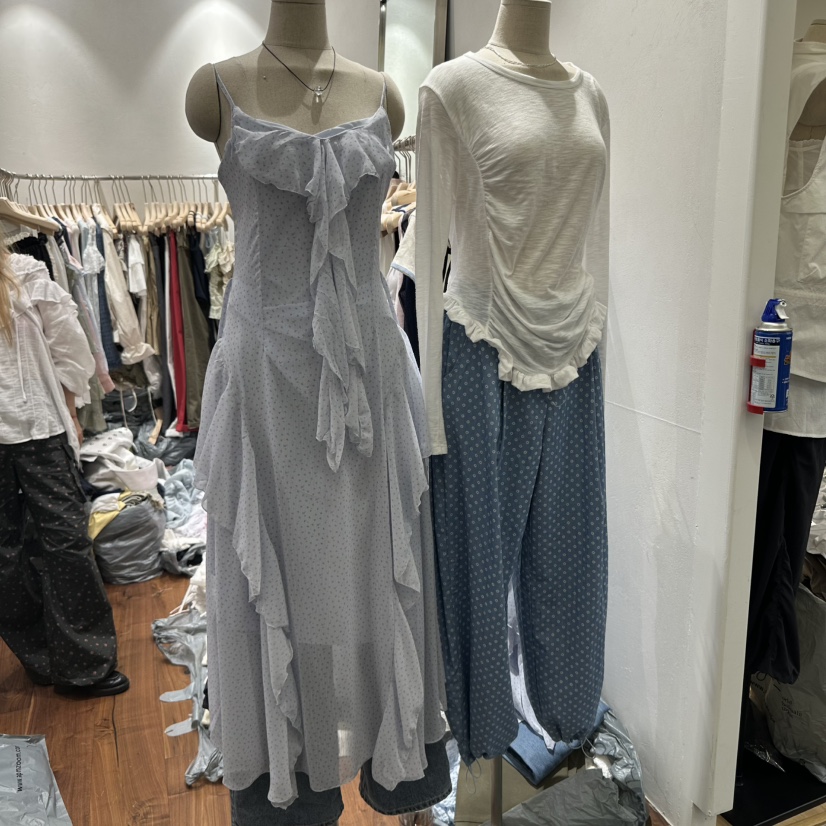 BERTHA直郵韓國代購㊣女裝新款25春夏休閑連衣裙荷葉邊長款BERTHA連衣裙
